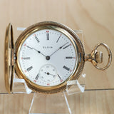 1905 ELGIN Dress Pocket Watch Hunter Case 6s Grade 289 7 Jewels Engraved Decorative Gold Filled Case