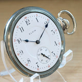 1904 ELGIN Pocket Watch Openface 16s Grade 241 17 Jewels Adjusted 14K White G.F.