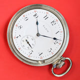 1904 ELGIN Pocket Watch Openface 16s Grade 241 17 Jewels Adjusted 14K White G.F.