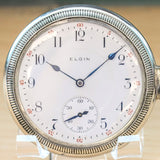 1904 ELGIN Pocket Watch Openface 16s Grade 241 17 Jewels Adjusted 14K White G.F.