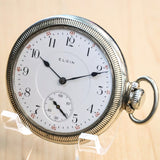 1904 ELGIN Pocket Watch Openface 16s Grade 241 17 Jewels Adjusted 14K White G.F.