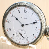 1904 ELGIN Pocket Watch Openface 16s Grade 241 17 Jewels Adjusted 14K White G.F.