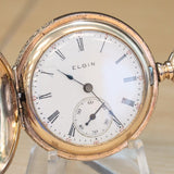 1905 ELGIN Ladies Pocket Watch Hunter Case 0s 7 Jewels Grade 320 Fancy Engraved Decorative Case