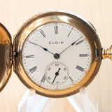 1905 ELGIN Ladies Pocket Watch Hunter Case 0s 7 Jewels Grade 320 Fancy Engraved Decorative Case
