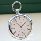 1884 ELGIN Pocket Watch Openface 18s Grade 7 Key Wind 7 Jewels Coin Silver Case