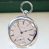 1884 ELGIN Pocket Watch Openface 18s Grade 7 Key Wind 7 Jewels Coin Silver Case