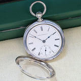 1884 ELGIN Pocket Watch Openface 18s Grade 7 Key Wind 7 Jewels Coin Silver Case