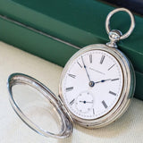 1884 ELGIN Pocket Watch Openface 18s Grade 7 Key Wind 7 Jewels Coin Silver Case