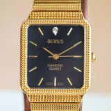 NOS Vintage BENRUS Diamond Quartz Watch Tank Case - ALL Original In BOX!