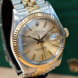 1987 ROLEX Datejust 36 Watch 16013 Gold Tapestry Dial & Two-Tone Case & Jubilee Bracelet Fluted Bezel - IN BOX!
