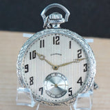 1923 ILLINOIS 14K White Gold Dress Pocket Watch 21 Jewels Openface 12s Grade 274 Adjusted 3 Positions