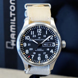 HAMILTON Khaki Field Day Date Auto Watch H705350 42mm 12/24-Dial Wristwatch - Double Box!