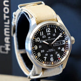 HAMILTON Khaki Field Day Date Auto Watch H705350 42mm 12/24-Dial Wristwatch - Double Box!