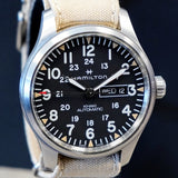 HAMILTON Khaki Field Day Date Auto Watch H705350 42mm 12/24-Dial Wristwatch - Double Box!