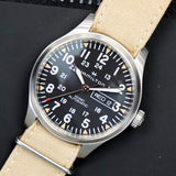 HAMILTON Khaki Field Day Date Auto Watch H705350 42mm 12/24-Dial Wristwatch - Double Box!