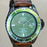 OUT OF ORDER Automatico Green Watch Date Wristwatch - ALL Original 2 Bands Box & Papers