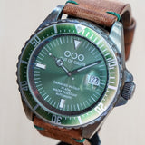 OUT OF ORDER Automatico Green Watch Date Wristwatch - ALL Original 2 Bands Box & Papers