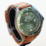 OUT OF ORDER Automatico Green Watch Date Wristwatch - ALL Original 2 Bands Box & Papers
