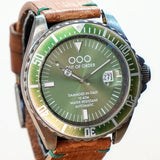 OUT OF ORDER Automatico Green Watch Date Wristwatch - ALL Original 2 Bands Box & Papers