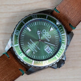 OUT OF ORDER Automatico Green Watch Date Wristwatch - ALL Original 2 Bands Box & Papers