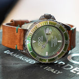 OUT OF ORDER Automatico Green Watch Date Wristwatch - ALL Original 2 Bands Box & Papers