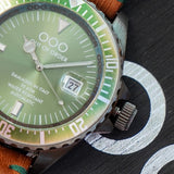 OUT OF ORDER Automatico Green Watch Date Wristwatch - ALL Original 2 Bands Box & Papers