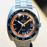 Vintage CERTINA Automatic Argonaut Watch 200M Date Indicator Black & Orange Wristwatch