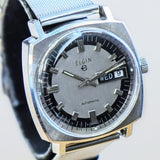 Vintage ELGIN Automatic Watch 17 Jewels Grade 334 Day/Date Cushion Case Swiss Wristwatch