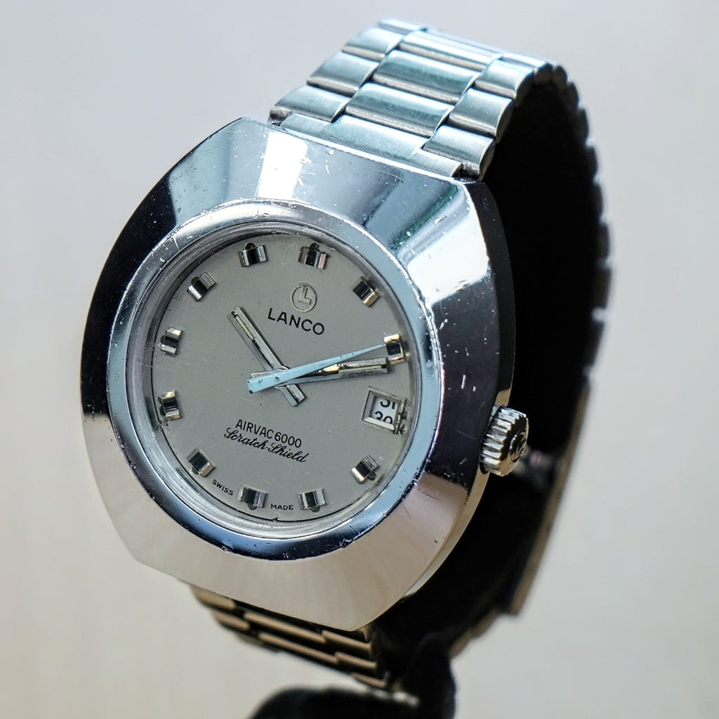 Vintage LANCO Airvac 6000 Scratch Field Watch Date Automatic Wristwatc ...