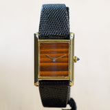 Vintage CARTIER Must de Cartier Watch 17 Jewels Tank Case & Tiger Eye Dial Wristwatch