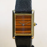 Vintage CARTIER Must de Cartier Watch 17 Jewels Tank Case & Tiger Eye Dial Wristwatch