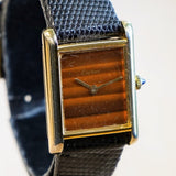 Vintage CARTIER Must de Cartier Watch 17 Jewels Tank Case & Tiger Eye Dial Wristwatch