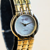 Vintage GRUEN Precision Ladies Watch Mother of Pearl Dial Quartz Wristwatch