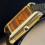 Vintage CARTIER Must de Cartier Watch 17 Jewels Tank Case & Tiger Eye Dial Wristwatch