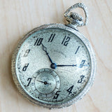 1926 ILLINOIS Pocket Watch Openface 12s 17 Jewels Grade 405 Adjusted 14K White Gold Filled