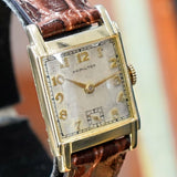 1946 HAMILTON Tank Case Watch 19 Jewels Cal. 982 U.S.A. Wristwatch 14K Gold Filled