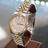Vintage CITIZEN Quartz CQ Watch Day/Date ALL Two-Tone S.S. - 6100-R00405