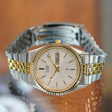 Vintage CITIZEN Quartz CQ Watch Day/Date ALL Two-Tone S.S. - 6100-R00405