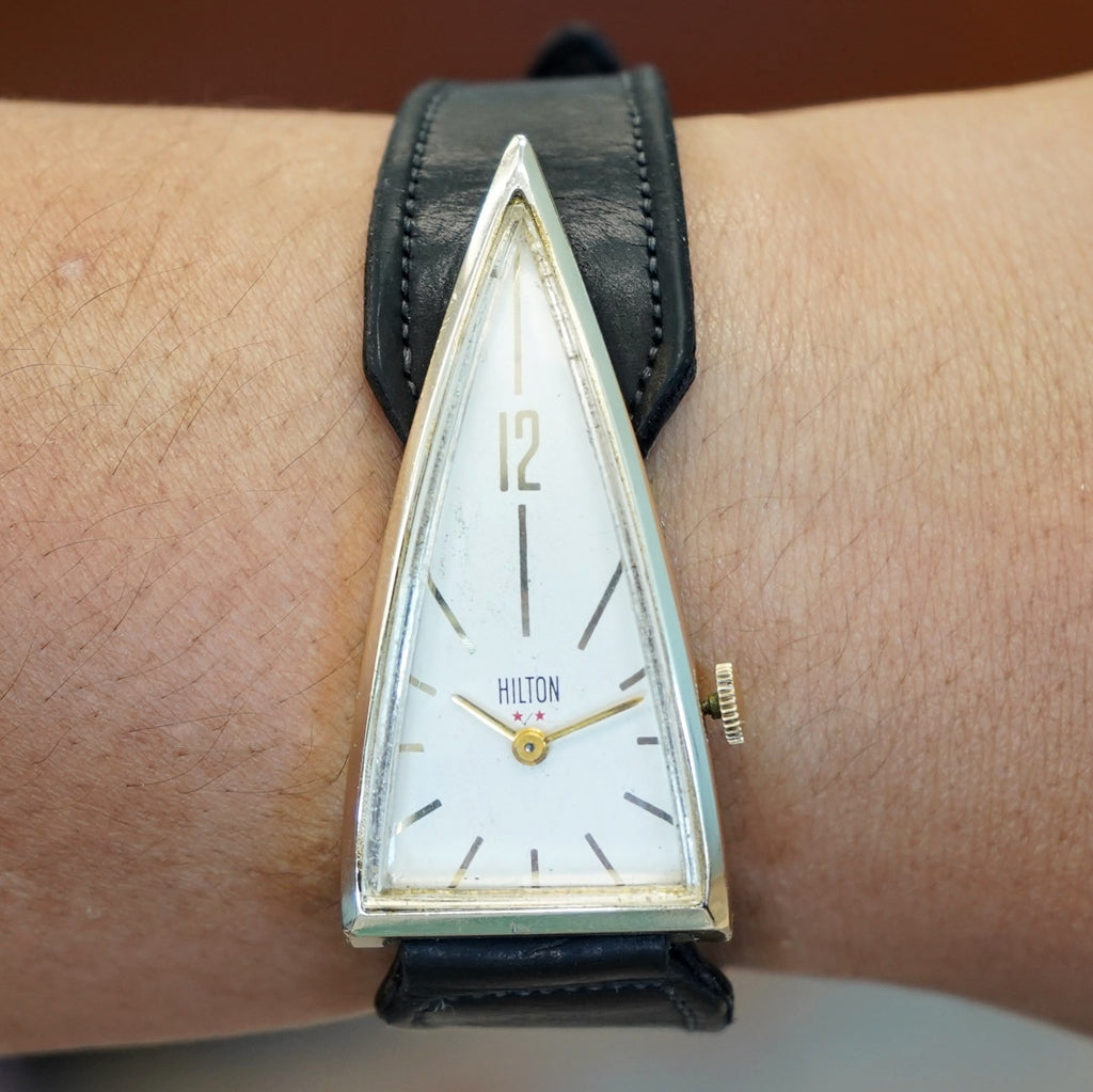 Vintage HILTON “A Parabolic Watch” 17 Jewels Triangle Wristwatch Swiss ...