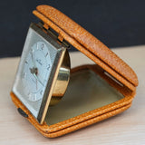Vintage SETH THOMAS Wind-Up Travel Alarm Clock 7 Jewels Original Genuine Leather Case
