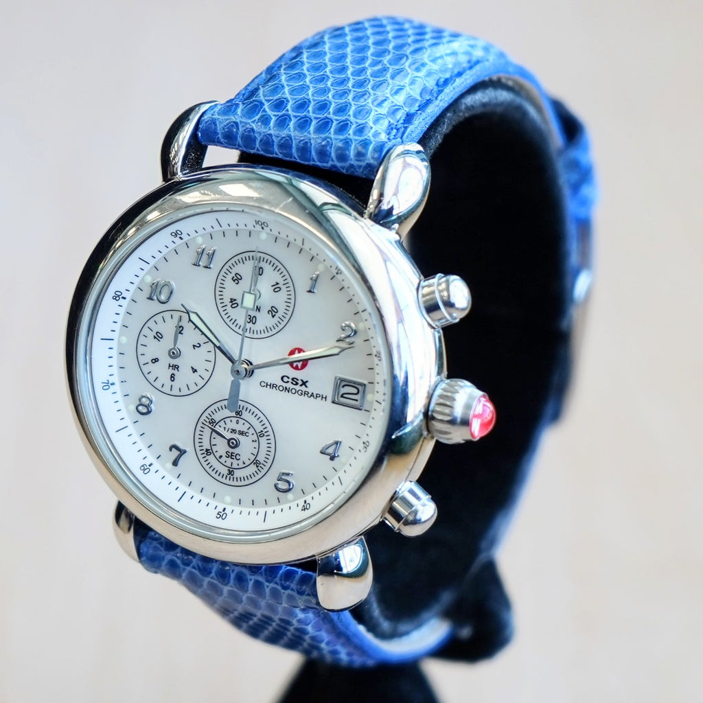 MICHELE CSX Chronograph Watch MOP Dial Ladies Wristwatch ALL S.S. & Or ...