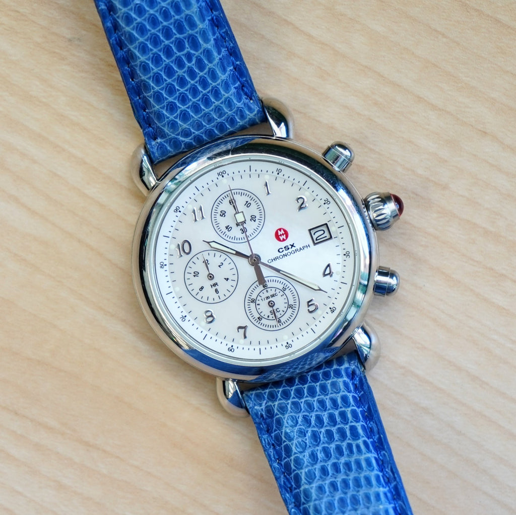 MICHELE CSX Chronograph Watch MOP Dial Ladies Wristwatch ALL S.S. & Or ...