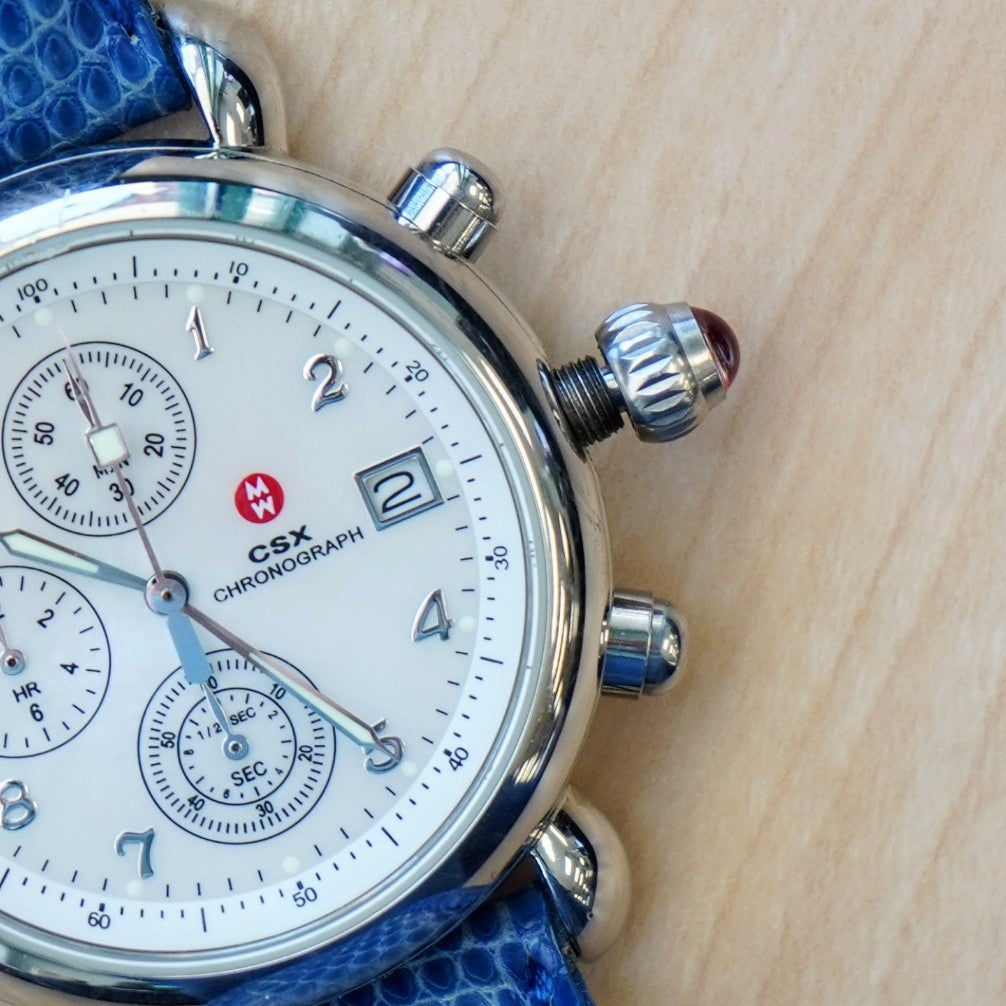 MICHELE CSX Chronograph Watch MOP Dial Ladies Wristwatch ALL S.S. & Or ...