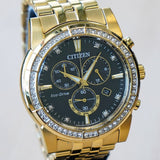 CITIZEN Crystal Chronograph Watch Eco-Drive Wristwatch Ref. AT2452-52E