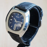 1977 SEIKO Automatic Watch Day/Date Indicator 7009-5059 Tonneau Case & Blue Dial