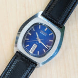 1977 SEIKO Automatic Watch Day/Date Indicator 7009-5059 Tonneau Case & Blue Dial