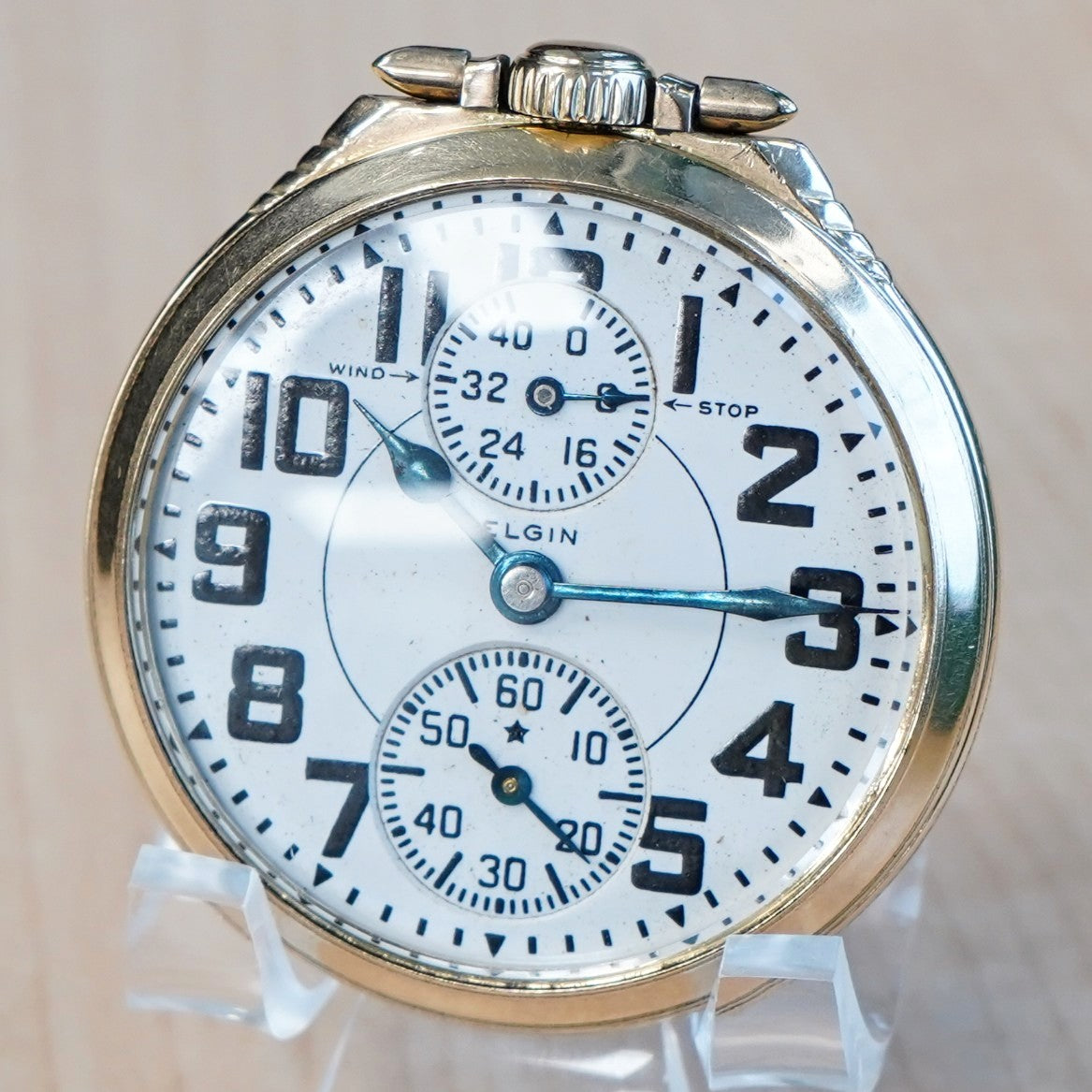 1934 ELGIN Raymond Pocket Watch 16s Railroad Wind Indicator