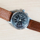 1940s WWII BOVET Three Button Chronograph Watch Black Dial Vintage Wristwatch