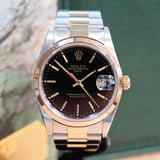 ROLEX Date 15203 34mm Automatic Watch Steel & 18K Gold - Double Box & Papers