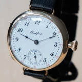 1907 ROCKFORD Trench Watch 0s Grade 180 7 Jewels 14K G.F. Case w/Diamond - RARE